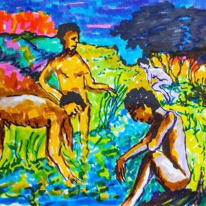Venta online de la obra titulada “Chicos en el rio” realizada por el artista contemporáneo Francisco Javier Corral Gutiérrez (Fran J.Korral).