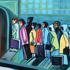 Venta online de la obra titulada “Entrada al metro” realizada por el artista contemporáneo Francisco Javier Corral Gutiérrez (Fran J.Korral).