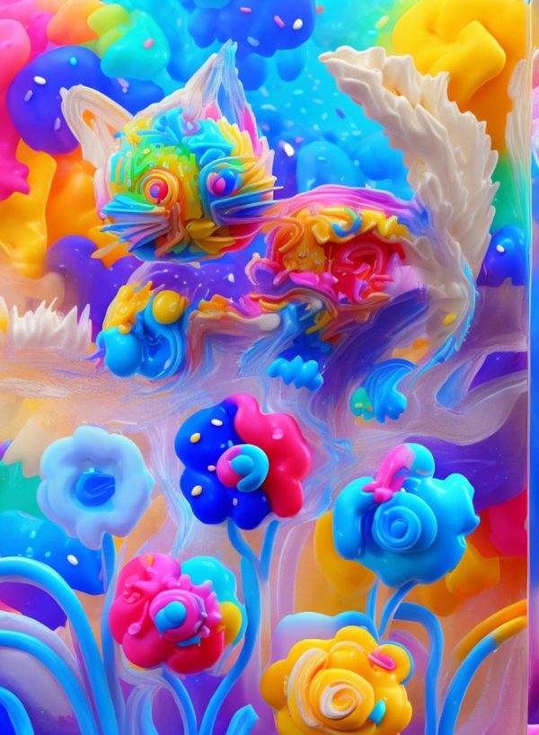 Venta online de la obra titulada “Gato con Flores” realizada por el artista contemporáneo Francisco Javier Corral Gutiérrez (Fran J.Korral).