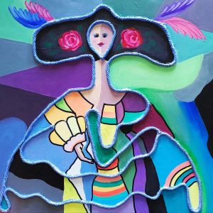 Venta online de la obra titulada “Menina con rosas” realizada por el artista contemporáneo Francisco Javier Corral Gutiérrez (Fran J.Korral).