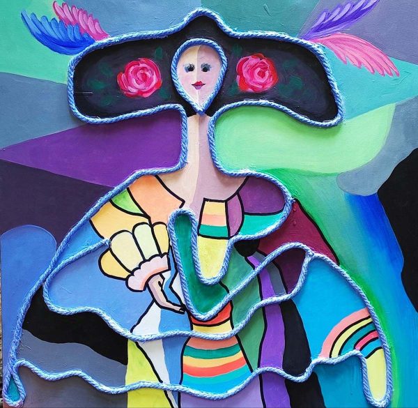 Venta online de la obra titulada “Menina con rosas” realizada por el artista contemporáneo Francisco Javier Corral Gutiérrez (Fran J.Korral).