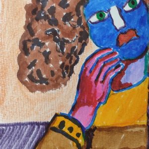 Venta online de la obra titulada “Mujer asustada” realizada por el artista contemporáneo Francisco Javier Corral Gutiérrez (Fran J.Korral).
