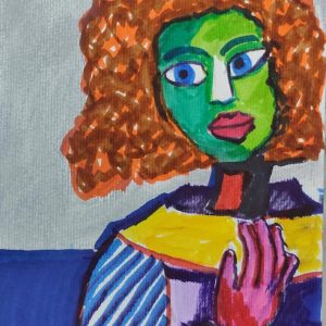 Venta online de la obra titulada “Mujer mirando” realizada por el artista contemporáneo Francisco Javier Corral Gutiérrez (Fran J.Korral).