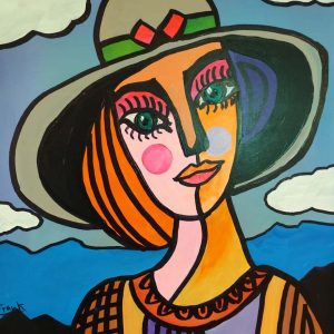 Venta online de la obra titulada “Senorita con sombrero” realizada por el artista contemporáneo Francisco Javier Corral Gutiérrez (Fran J.Korral).