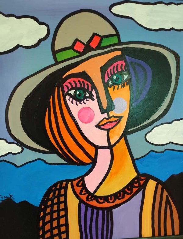 Venta online de la obra titulada “Senorita con sombrero” realizada por el artista contemporáneo Francisco Javier Corral Gutiérrez (Fran J.Korral).