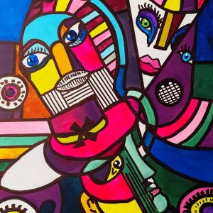 Venta online de la obra titulada “Sra. Multicolor” realizada por el artista contemporáneo Francisco Javier Corral Gutiérrez (Fran J.Korral).