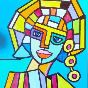 Venta online de la obra titulada “Sra. Con pendientes numero1” realizada por el artista contemporáneo Francisco Javier Corral Gutiérrez (Fran J.Korral).