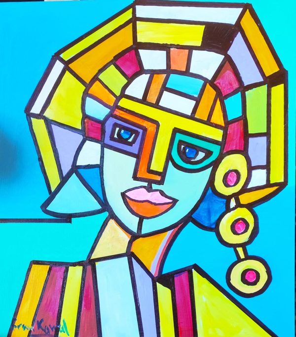 Venta online de la obra titulada “Sra. Con pendientes numero1” realizada por el artista contemporáneo Francisco Javier Corral Gutiérrez (Fran J.Korral).
